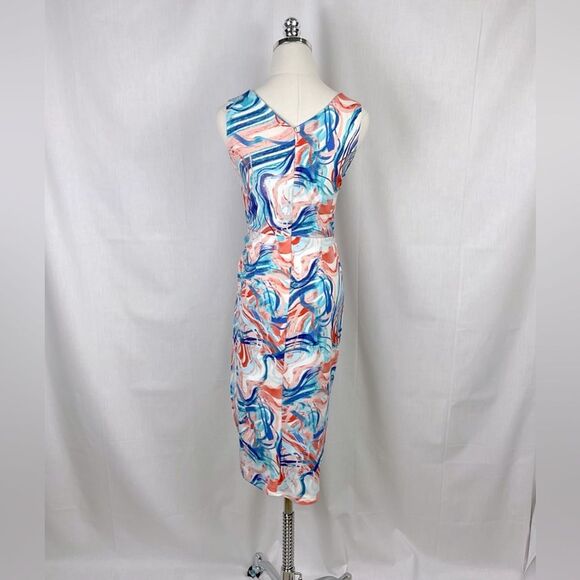 Tahari ASL Sleeveless Sheath Dress Midi Multicolor Geometric Print Sz 6 New - Picture 12 of 12